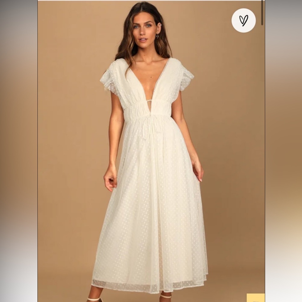 Yours evermore cream Swiss Midi dress